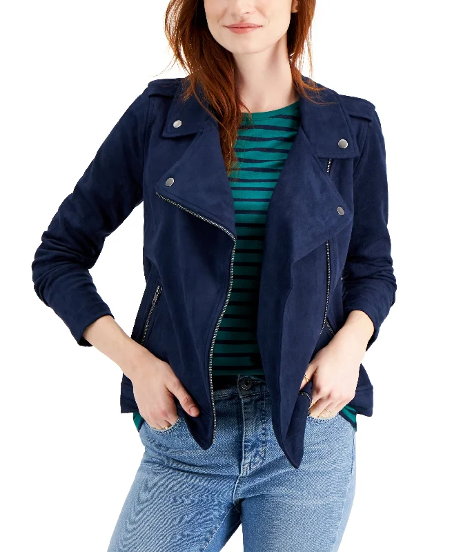 Style & Co Petite Faux Suede Moto Jacket Women's Luxury Jacket