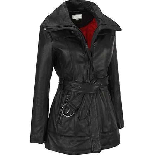 Super Designer Women Leather Coats Smart Office Coat
