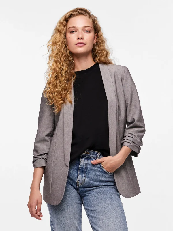 PCBOSS Blazer - Light Grey Melange Women's Trendy Jacket