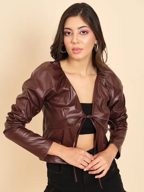 TANDUL PU FAUX LEATHER Coat For Women Women's Denim Suit