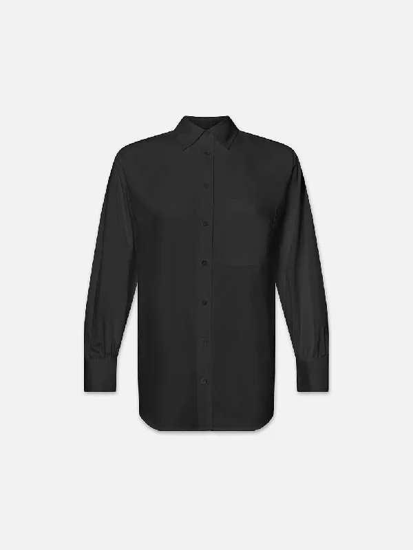 The Borrowed Pocket Shirt -- Black Boho Printed Blouse