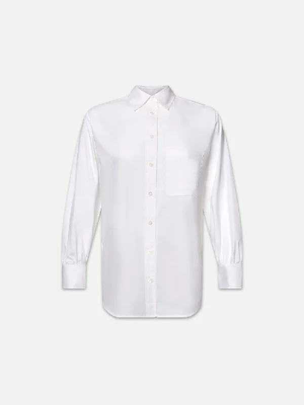 The Borrowed Pocket Shirt -- White Sleeveless Summer Blouse