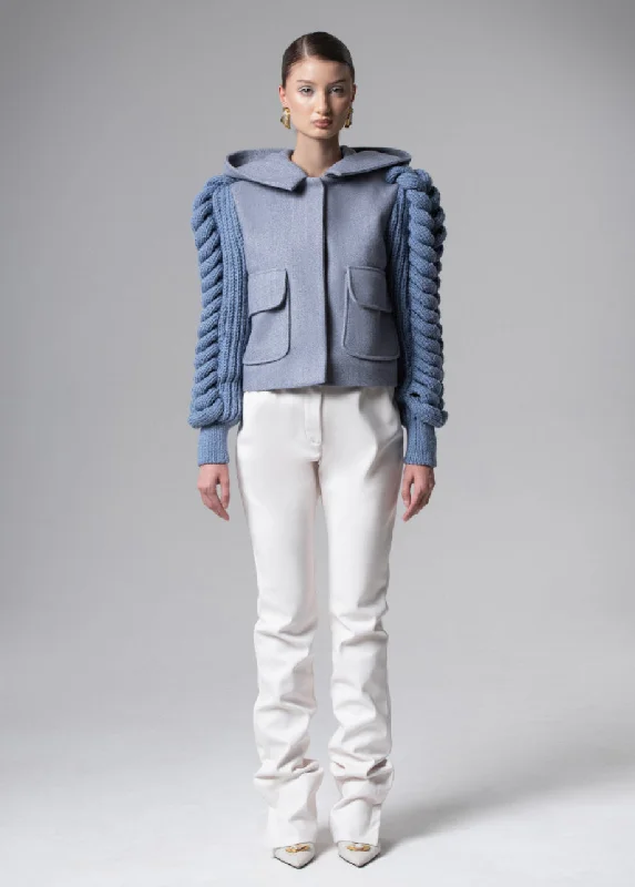THE LIORA KNIT-SLEEVE COAT Cotton Blend Blazer