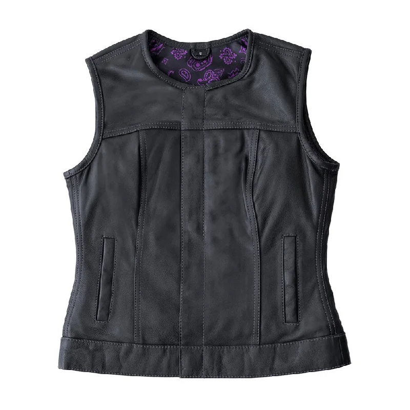 Royal Women's Club Style Motorcycle Leather Vest - Limited Edition Modern Suit Vest