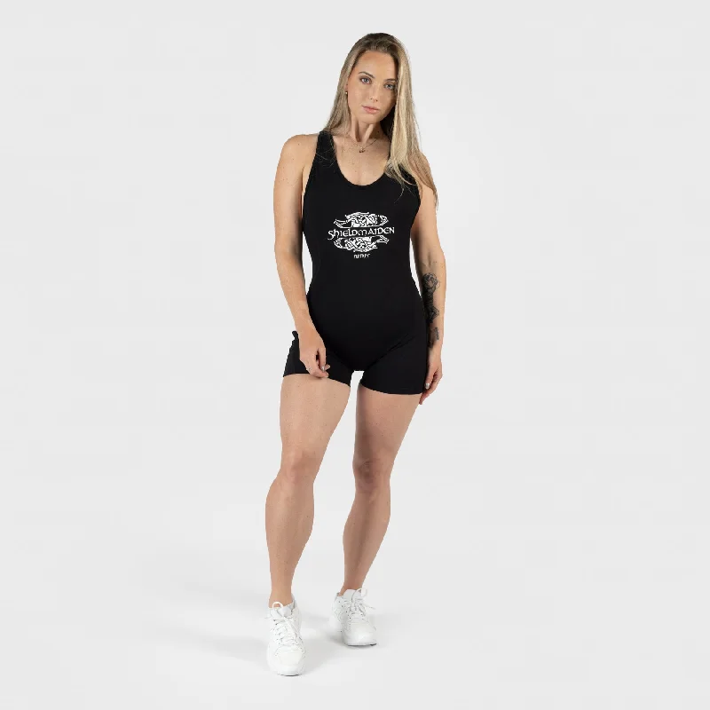 Unitard, Shieldmaiden, Black sheer tank top