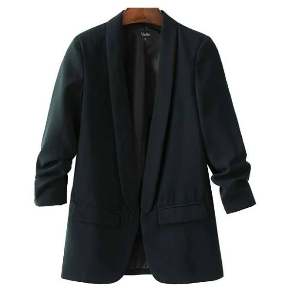 Vadim women elegant white black green blazer crimping three quarter sleeve outerwear notched pocket office casual tops CT1504 Women's High-End Blazer