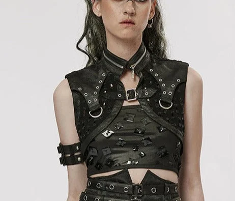 Vest Top w/ Grommet Holes, Zippers and D Rings Chic Trench Vest