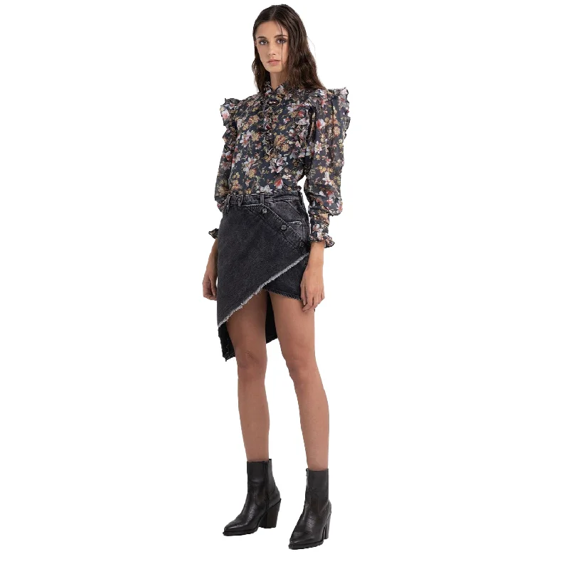 Replay Women's Atelier Floral Shirt with Ruffles Everyday Stylish Blouse