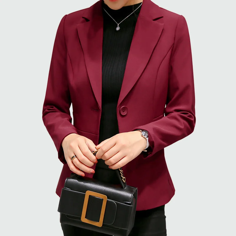 Long Sleeves Office Lady Single Button Women Suit Silk Women's Blazer