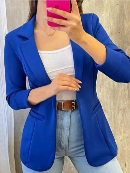 Women Solid Color Simple Long Sleeve Blazer Jacket Women's Travel Jacket