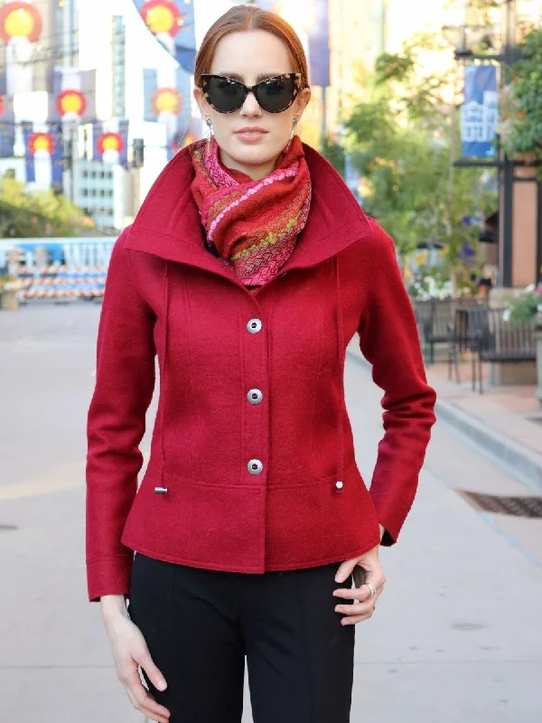 Women's Alpaca Jeanne Jacket Fitted Pea Overcoat