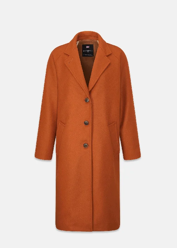 Women's Chesterfield Refined Orange Cashmere Blended Overcoat