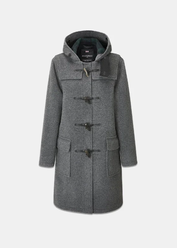Women's Original Duffle Coat Grey Black Watch Lightweight Travel Coat