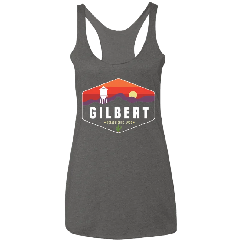 Women's Racerback Tank | Gilbert Sunset | Heather Grey floral tank top