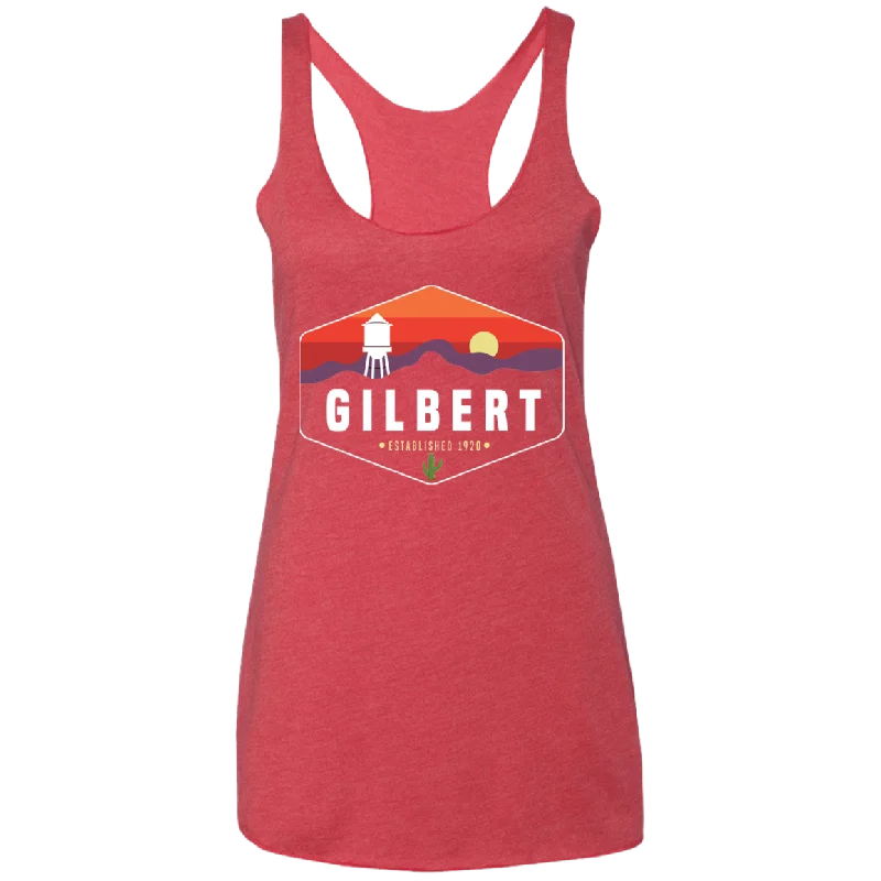 Women's Racerback Tank | Gilbert Sunset | Vintage Red cold shoulder tank
