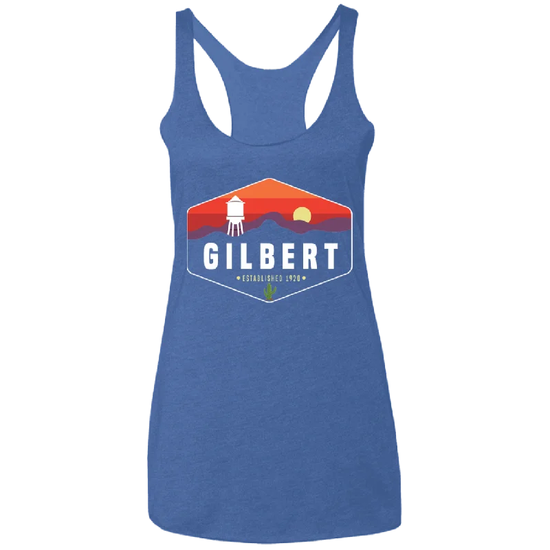 Women's Racerback Tank | Gilbert Sunset | Vintage Royal Blue strapless tank top