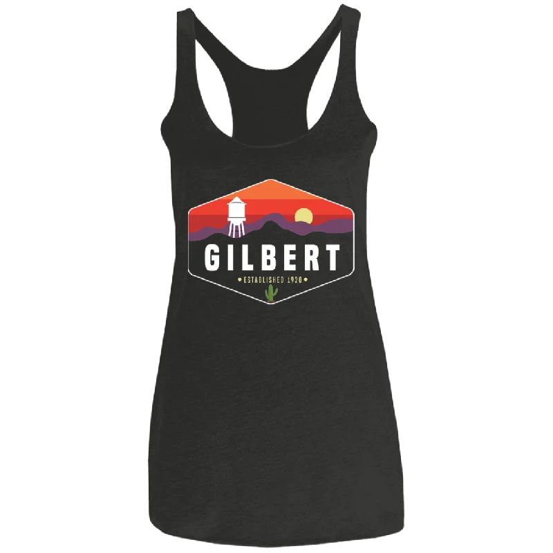 Women's Racerback Tank | Gilbert Sunset | Vintage Black solid color tank