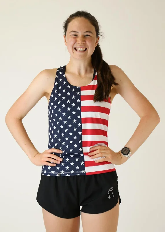 Women's USA Performance Singlet Distressed Denim Vest