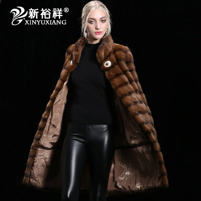 XIN YUXIANG Women Real Mink Fur coat Winter Genuine Mink Fur Clothes 2017 Thick long warm Fur Jacket Women Customizable Asymmetrical Zip Overcoat