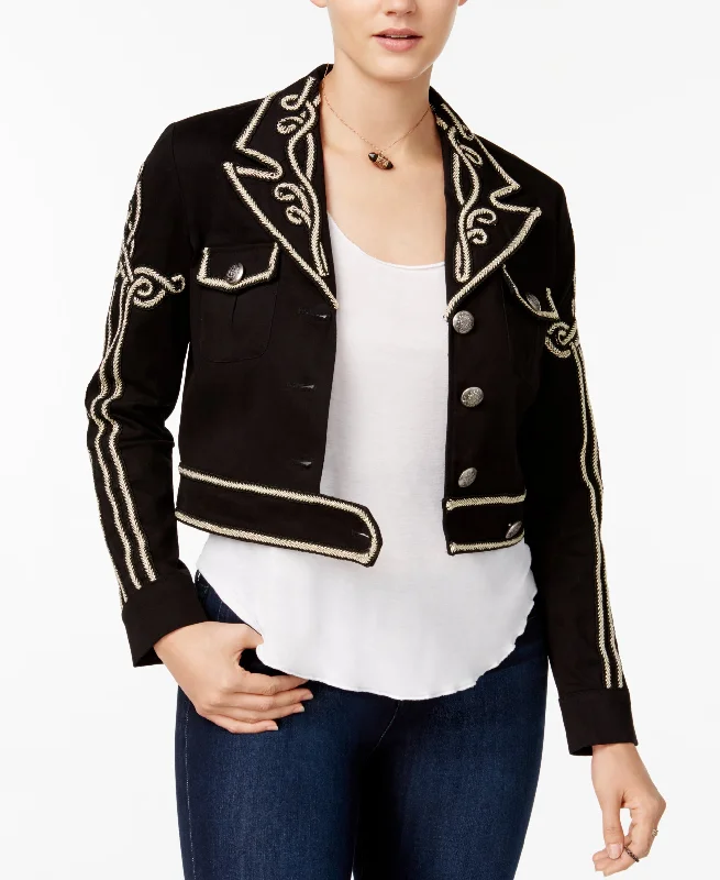 Juniors' Embroidered Cropped Jacket Women's Daily Blazer