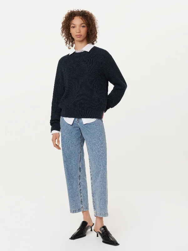 The SeaCell™ Boxy Sweater in Space Blue Cozy Sherpa Overalls