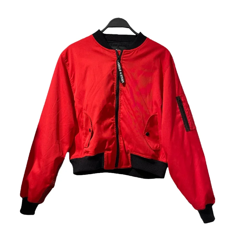 STUSSY/Blouson/S/Red/Polyester/ Collared Formal Bomber