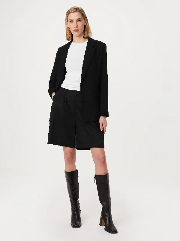 The Relaxed Single Breasted Blazer in Black Soft Modal Overalls