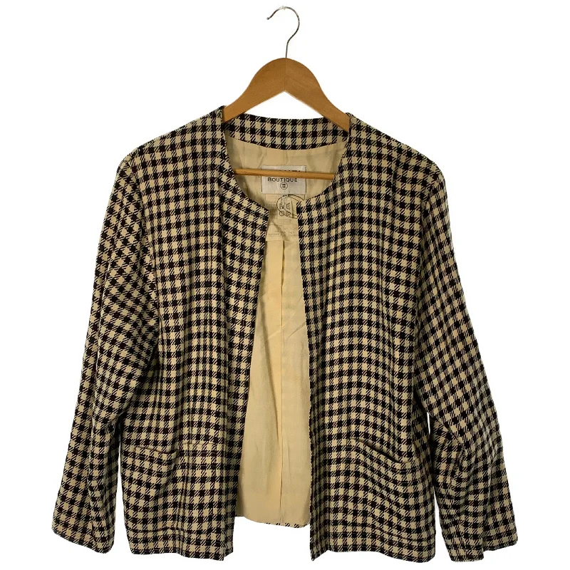 #CHANEL/Blouson/44/BLK/Linen/Plaid Patchwork Trendy Bomber