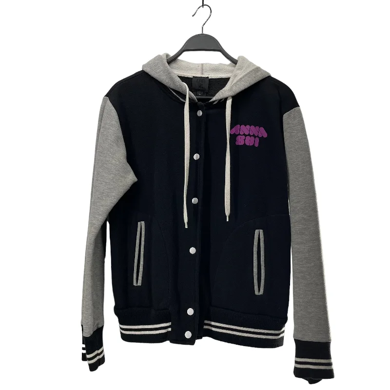 ANNA SUI///Baseball Jkt/L/Plain/Cotton/BLK//W [Designers] Design/grey sleeves Ultra-Light Down Bomber