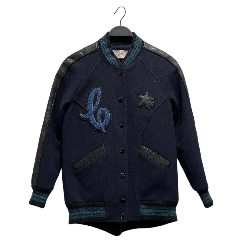 COACH/Baseball Jkt/Graphic/Wool/NVY/ Quilted Puffer Bomber