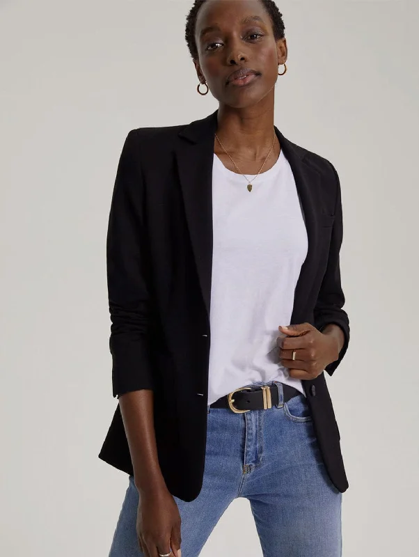 Alanis LENZING™ ECOVERO™ Tailored Blazer | Caviar Black Warm Fleece Overalls