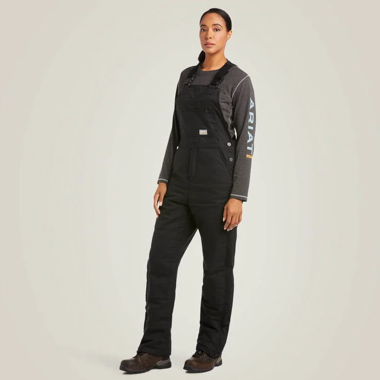 Ariat Women's Black Rebar DuraCanvas Stretch Insulated Bib Streetwear Cargo Overalls