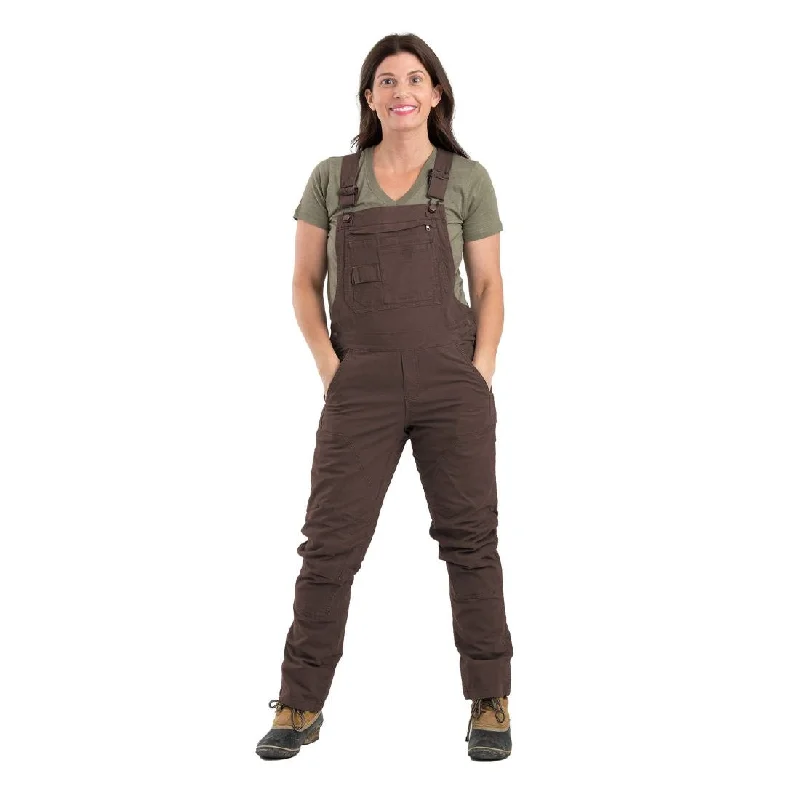 Berne Women's Flex Softstone Duck Unlined Bib Work Overall WB922 - Brown Cozy Knit Overalls