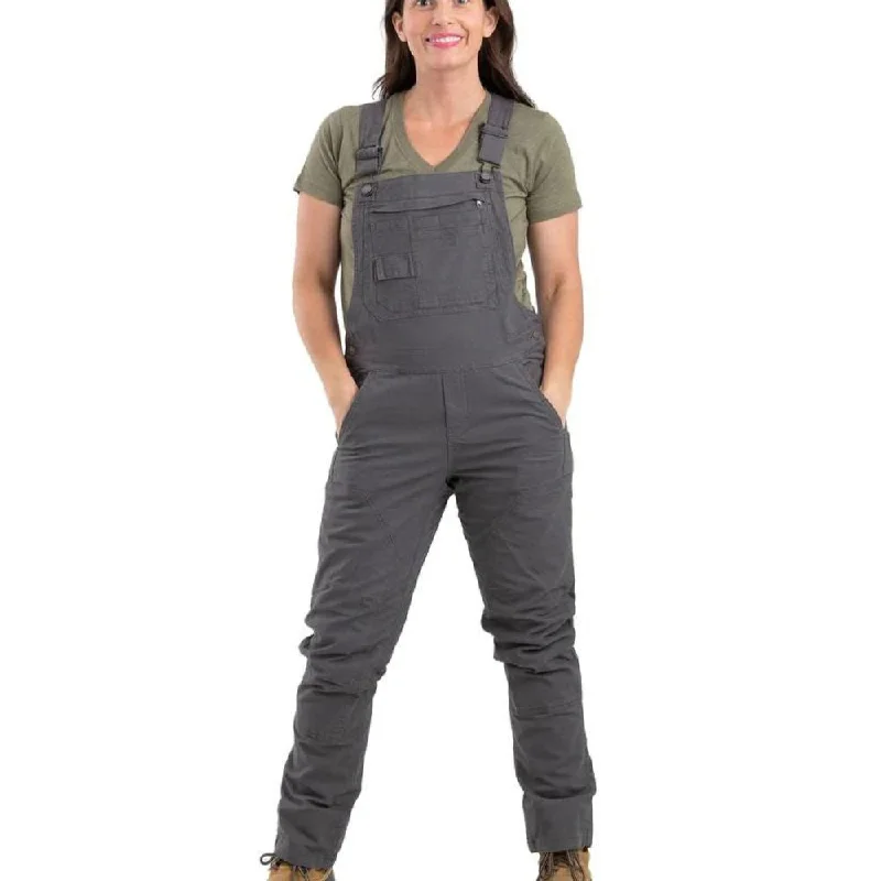 Berne Women's Flex Softstone Duck Unlined Bib Work Overall WB922 - Titanium Grey Lightweight Summer Overalls