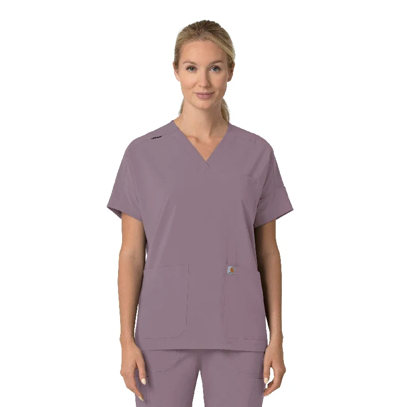 Carhartt Force Cross-Flex Women's Oversized V-Neck Scrub Top - Lavender Mist Loose Relaxed Jumpsuit