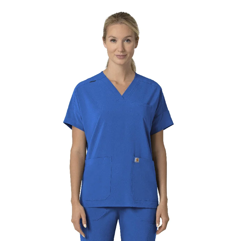 Carhartt Force Cross-Flex Women's Oversized V-Neck Scrub Top - Royal Boho Printed Jumpsuit