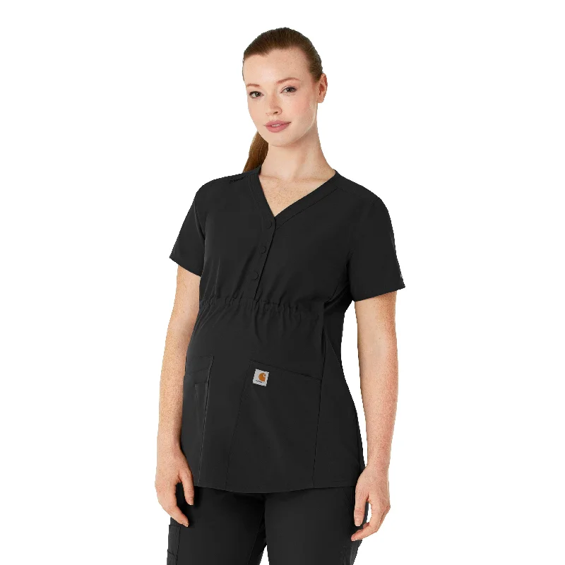 Carhartt Force Essentials Women's Henley Maternity Scrub Top - Black Strappy Linen Jumpsuit