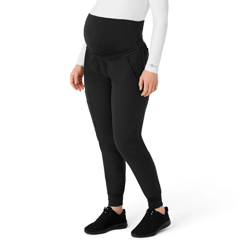 Carhartt Force Essentials Women's Maternity Jogger Scrub Pant - Black Casual Roll-Up Overalls