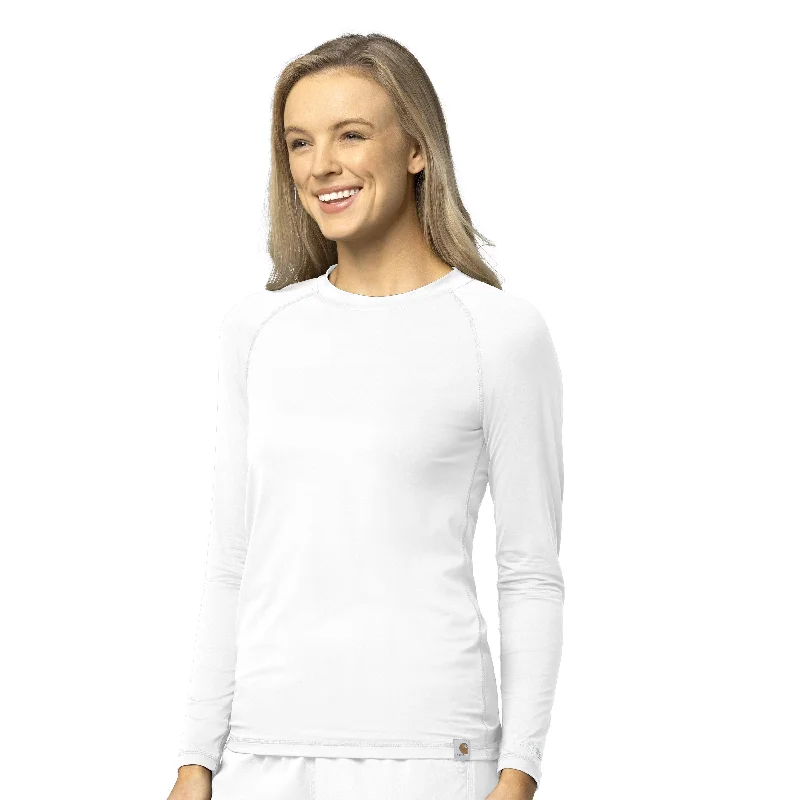 Carhartt Force Sub-Scrubs Women's Performance Long Sleeve Tee - White Stretchy Waist Romper