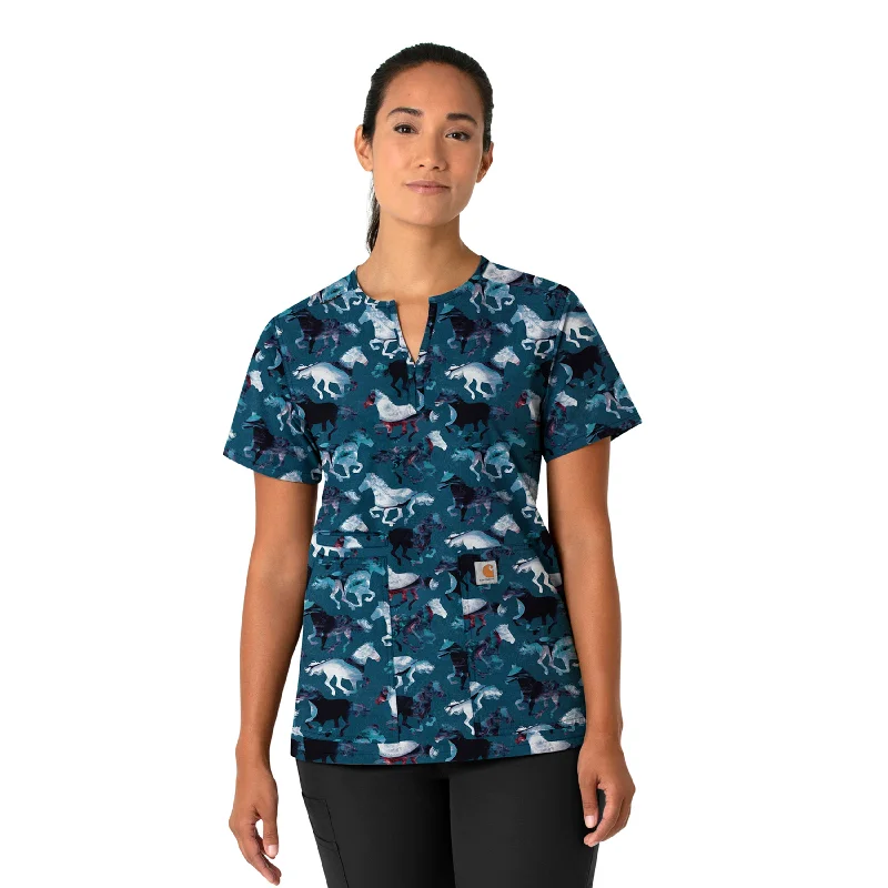 Carhartt Women's Notch Neck Print Scrub Top - Filly Trot Elegant Satin Jumpsuit