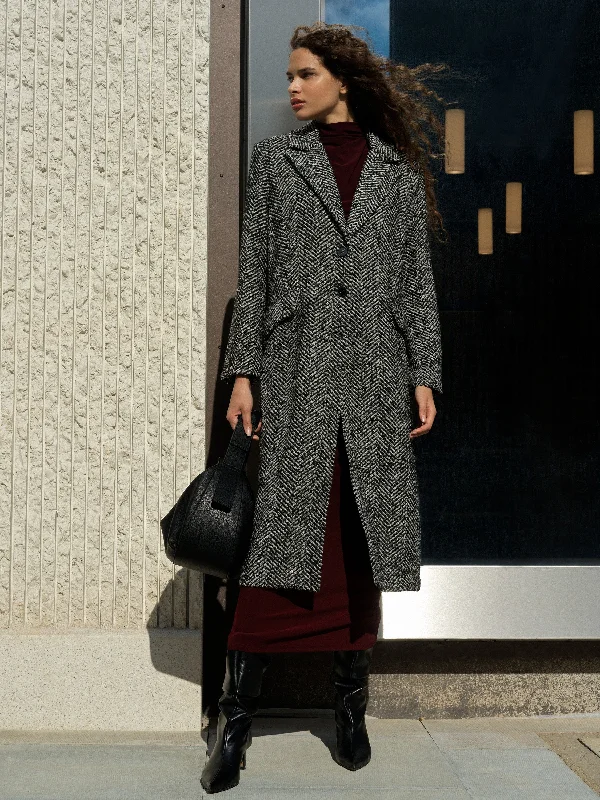 Chantelle Herringbone Coat Elegant Satin Jumpsuit