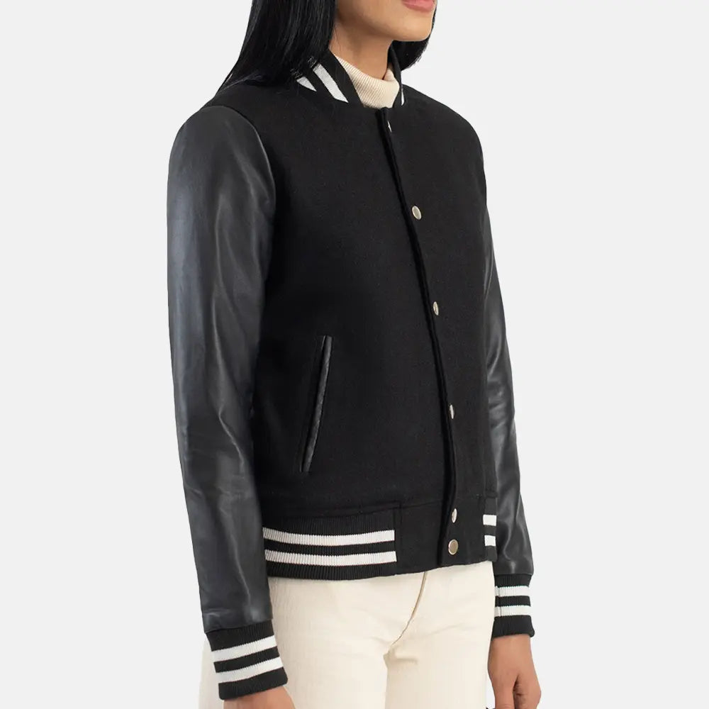 Classic Crest Leather Bomber Jacket for women | Order Now Warm Padded Bomber