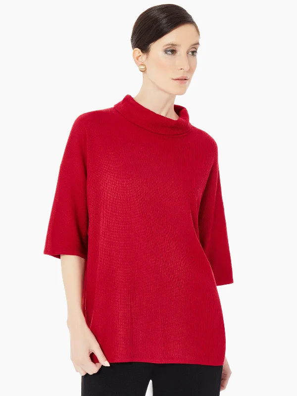 Cowl Neck Textured Knit Tunic Trendy Tie-Waist Jumpsuit