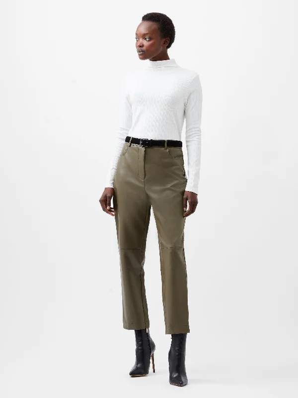 Crolenda PU Tapered Trousers Chic Monochrome Overalls