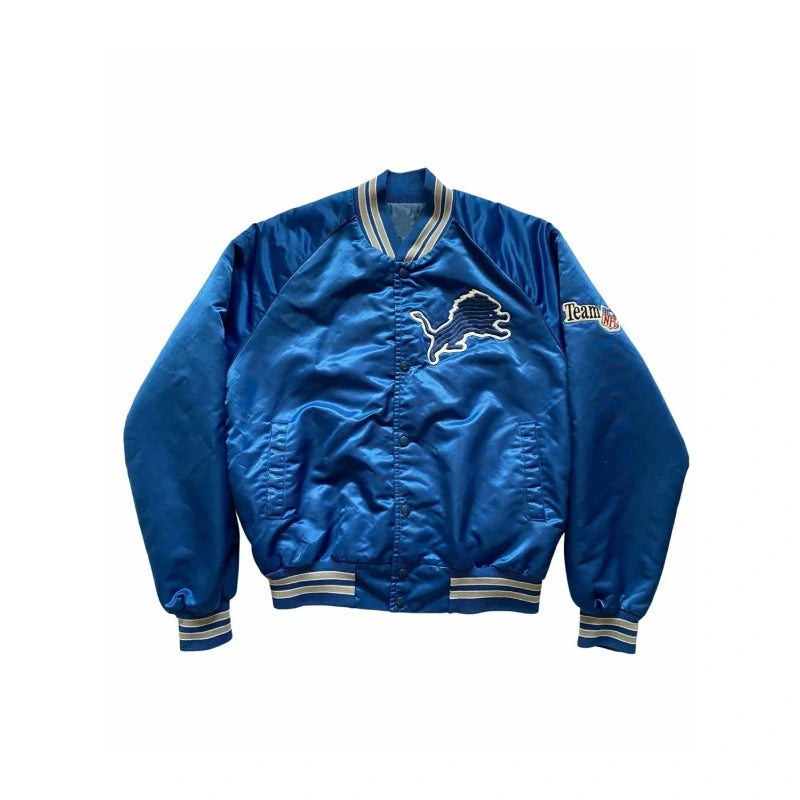 Detroit Lions Satin Bomber Jacket Chic Leather Bomber