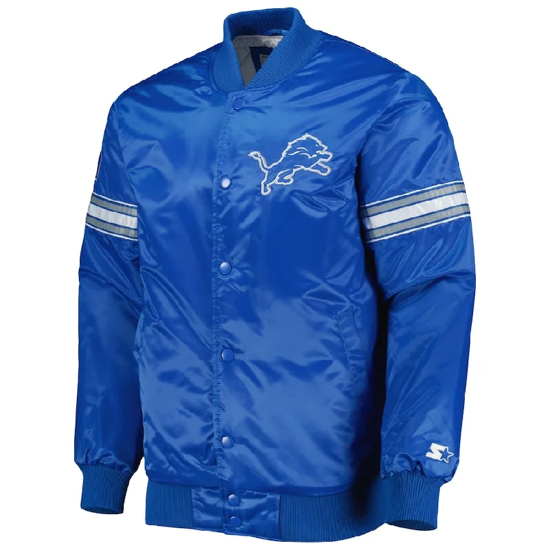 Detroit Lions Starter Blue Jacket Lightweight Casual Bomber