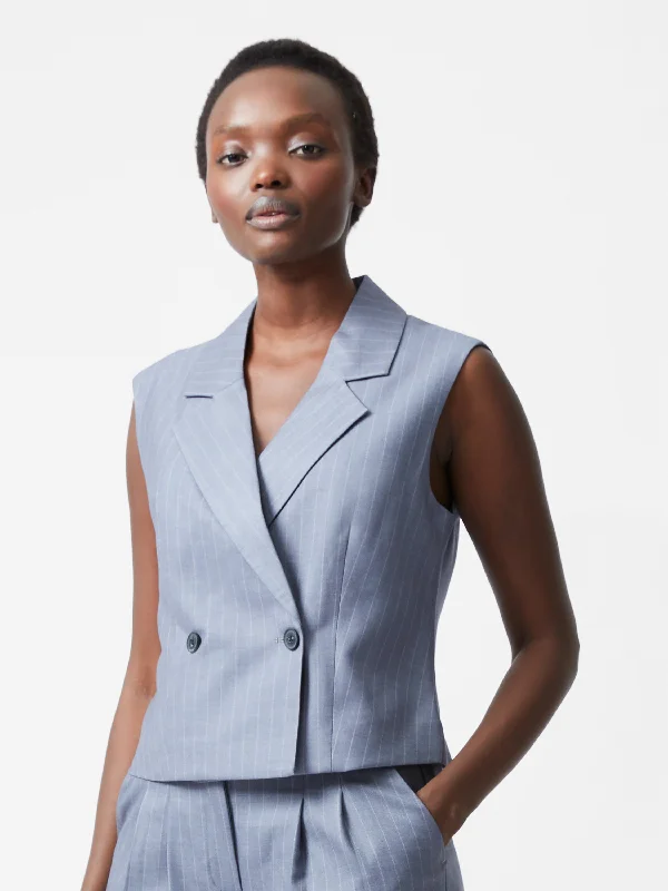 Fiorella Pinstripe Waistcoat Fitted Jean Jumpsuit