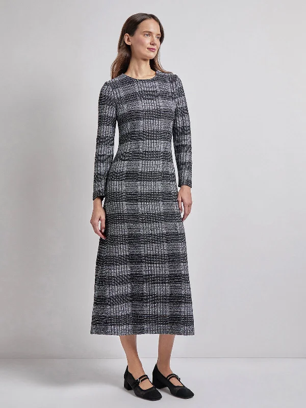 Fit & Flare Tweed Knit Maxi Dress Sleeveless Summer Overalls