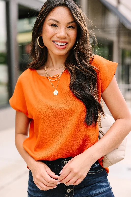 Hello Beautiful Rust Orange Cap Sleeve Top Layered Effect Jumpsuit