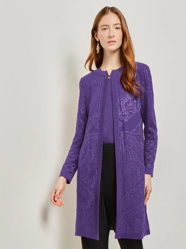 Heritage Fit Jewel Neck Jacquard Knit Jacket Soft Terrycloth Romper
